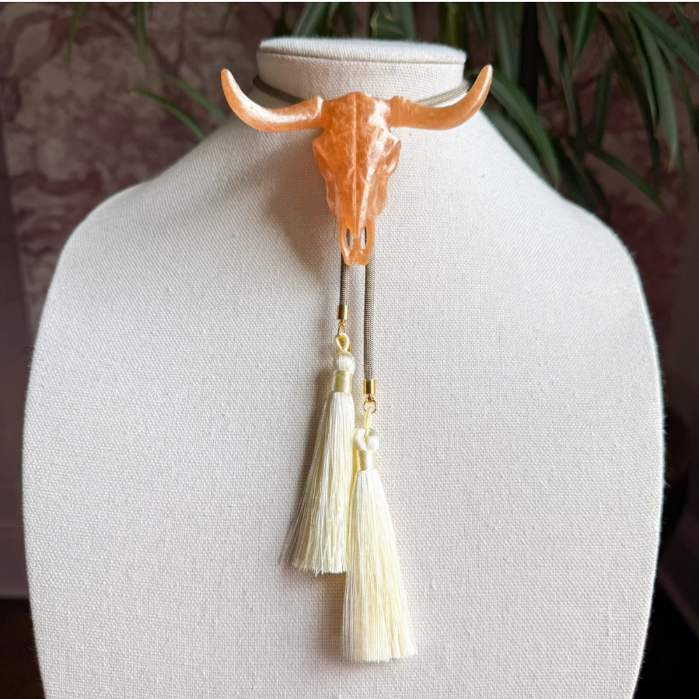 Longhorn Bolo Smokey Quartz with Bronze & Ivory