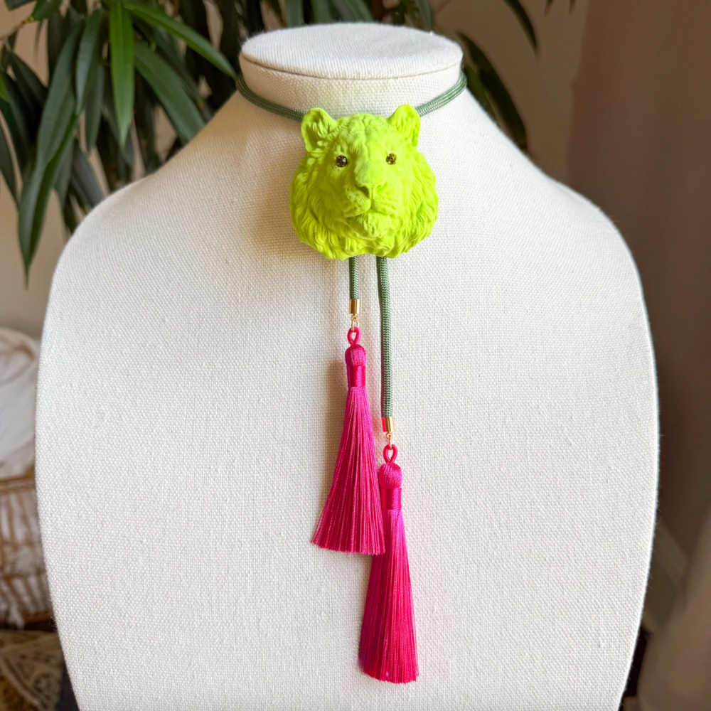 Tiger Bolo Key Lime Green with Olive & Fuchsia