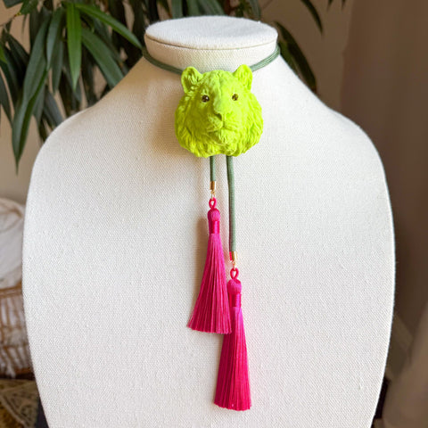 Tiger Bolo Key Lime Green with Olive & Fuchsia