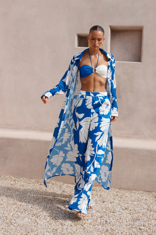 Blue Floral Hope And Harmony Maxi Duster Coverup Coat