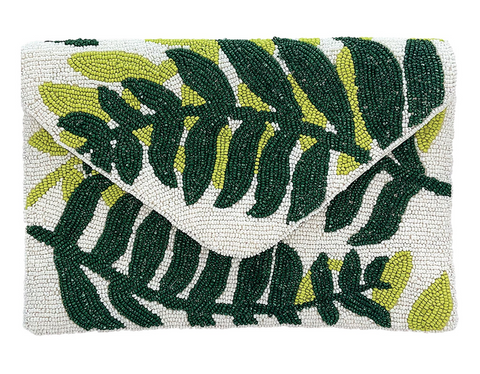 Refreshing Palm Leaf Beaded Clutch