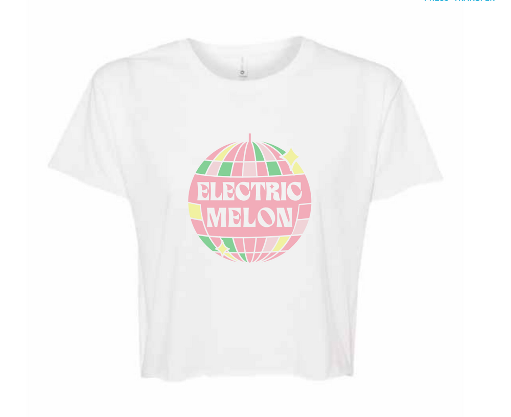 Electric Melon Crop Top - White