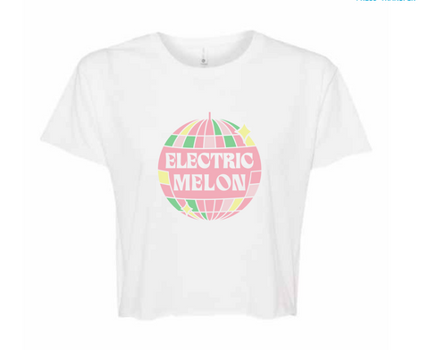 Electric Melon Crop Top - White