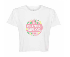 Electric Melon Crop Top - White