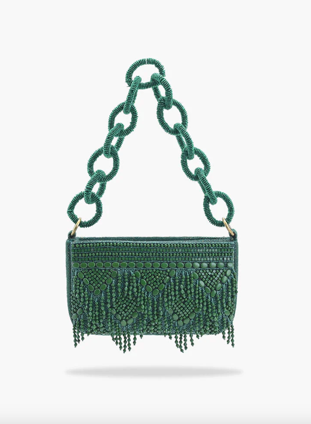 Emerald Eden Beaded Shoulder Bag