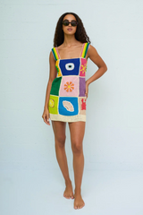 Crochet Patchwork Mini Dress