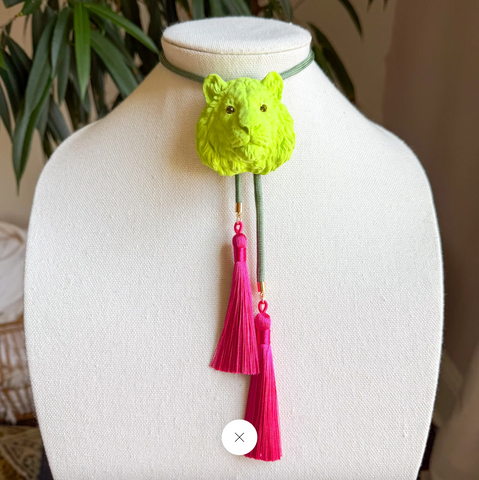 Tiger Bolo Key Lime Green with Olive & Fuchsia