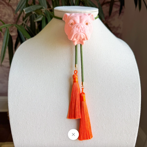Bulldog Bolo Blush Pink with Olive & Orange