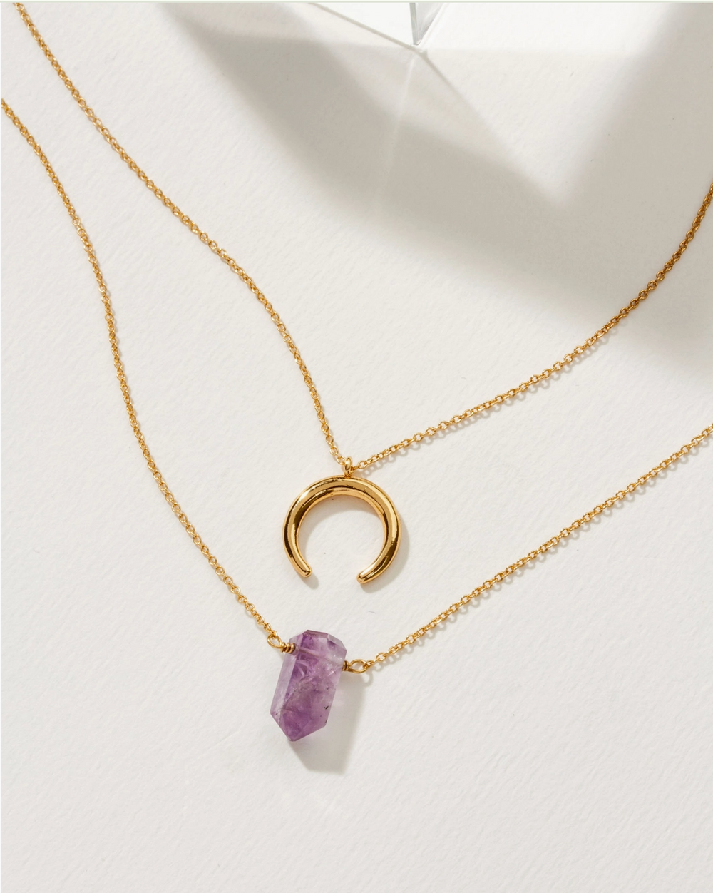 Gemstone Point Necklace Set - Amethyst