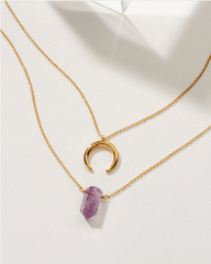 Gemstone Point Necklace Set - Amethyst