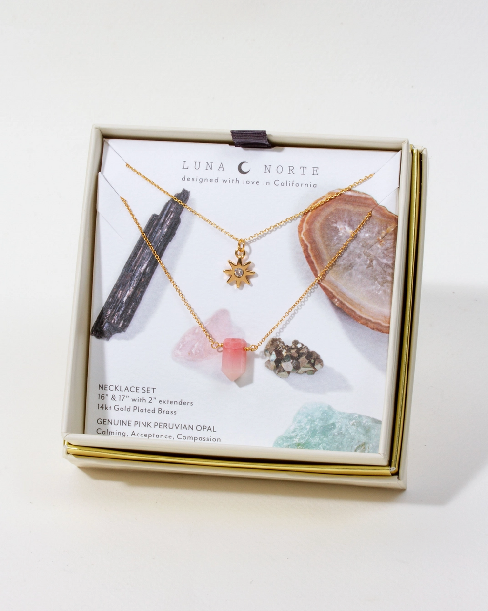 Sunny Day Gemstone Point Necklace Set- Peruvian Opal