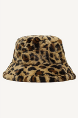 Faux Fur Fuzzy Textured Bucket Hat - Leopard