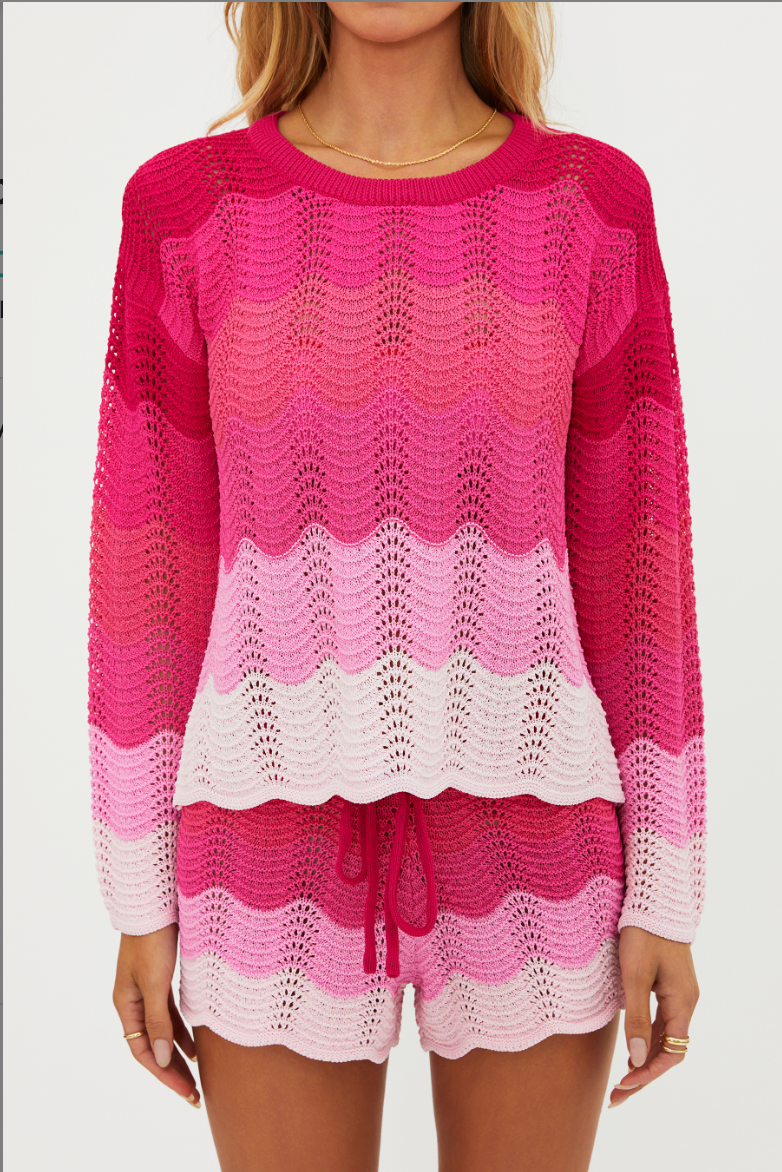 Balboa Beach Sweater - Electric Pink Wave