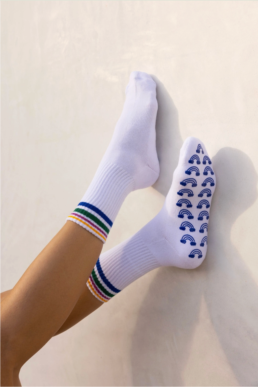 Rainbow Cloud Pilates Grip Socks