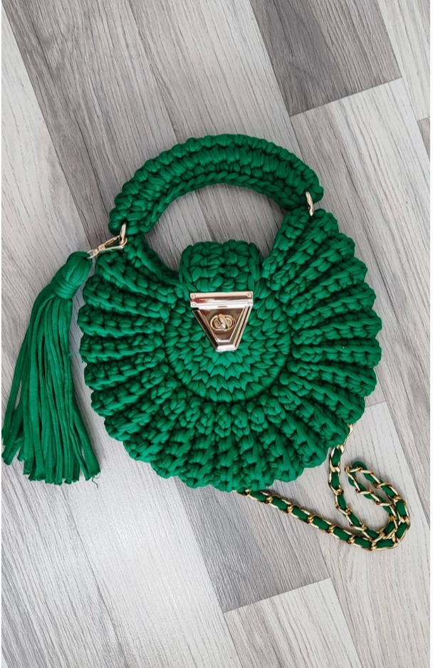 Mussel Crochet Clutch Bag - Emerald Green