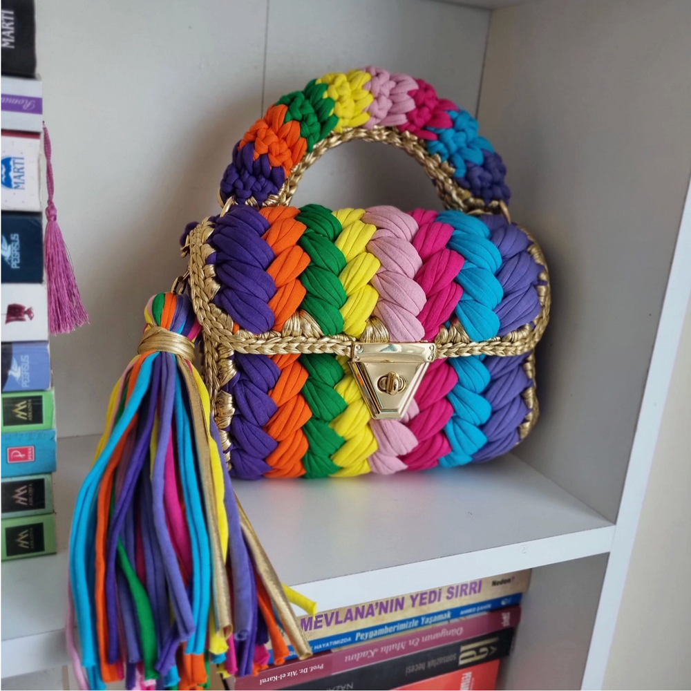 Rope Crochet Purse - Rainbow