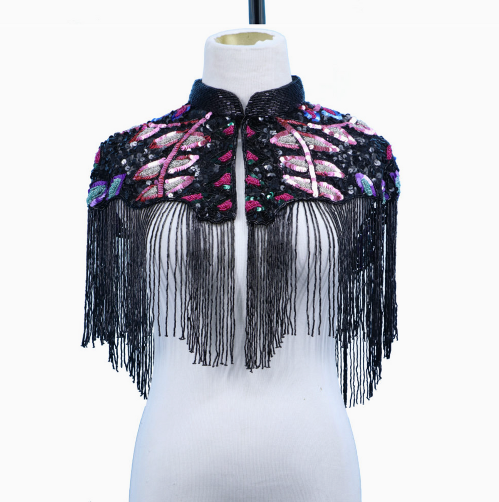 Multi-Color Beaded Fringe Capelet