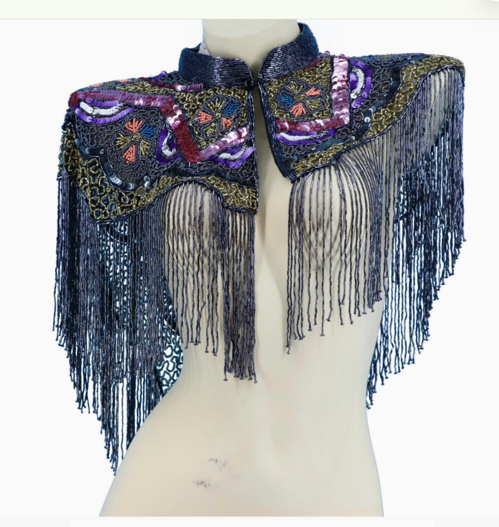 Navy and Purple Beaded Capelet