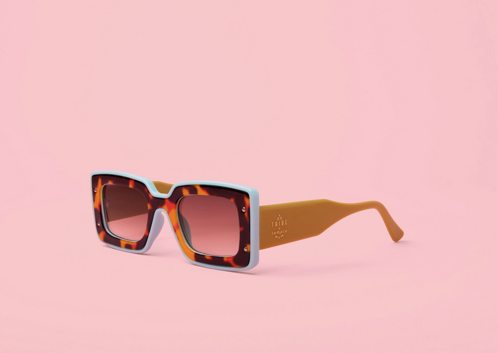 Deco Sunglasses - Chartreuse + Sky Blue
