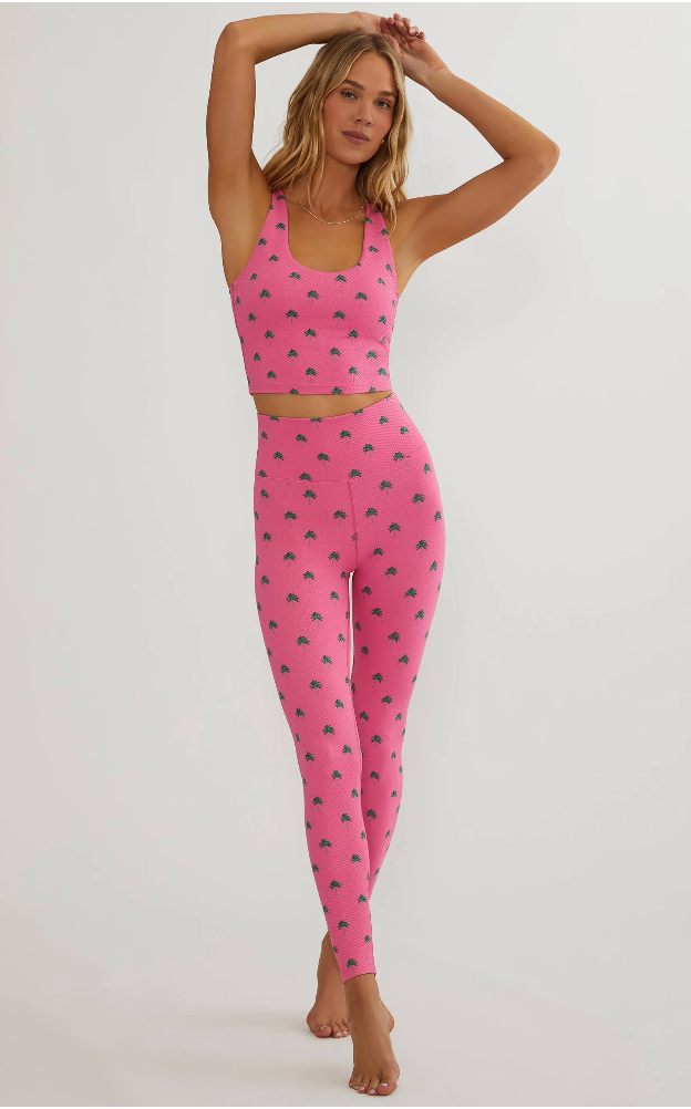 Piper Legging - Flamingo Fronds (Waffle Fabric)
