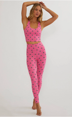 Piper Legging - Flamingo Fronds (Waffle Fabric)