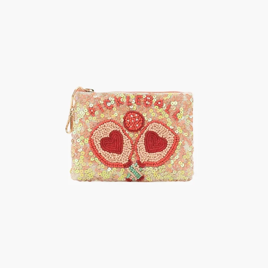 Pickleball Love Beaded & Sequined Coin Pouch