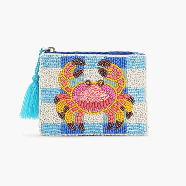 Crab It Beaded Coin Pouch