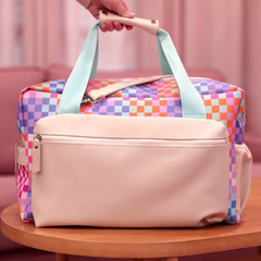 Happy Checkered Duffle Bag - Multicolor