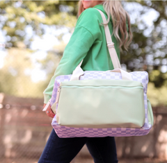 Daydream Checkered Duffle Bag - Lime and Lilac