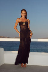 Tisha Sheer Maxi Dress - Black