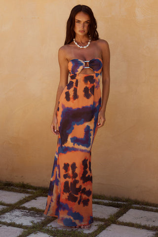 Velzy Strapless Dress - Saber Print
